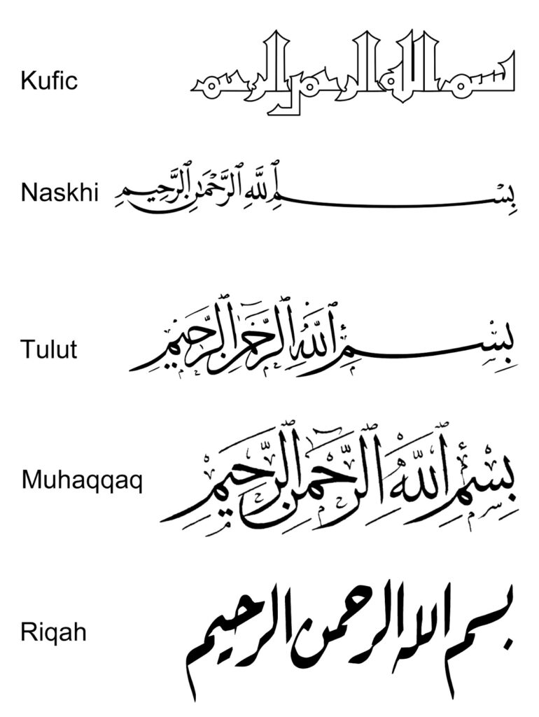 Arabská kaligrafie - 6 stylů písma